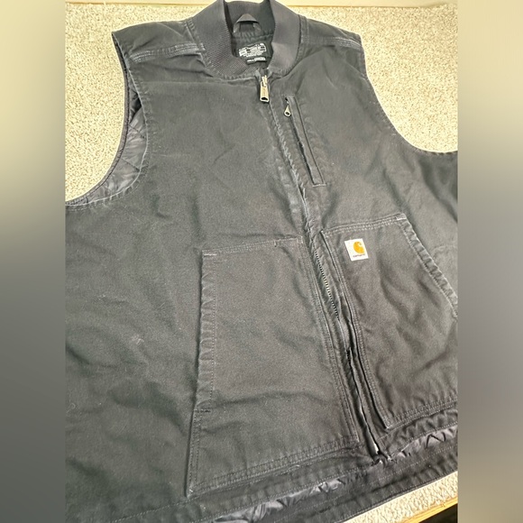 Carhartt Men’s XXL (2XL) Washed Duck Vest Insulated Loose Fit Black 0V4395-M - Picture 2 of 11